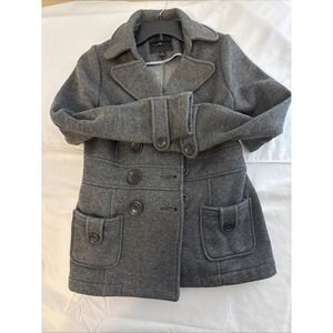 Women's Double Breasted Medium Jacket / Coat Color Gray